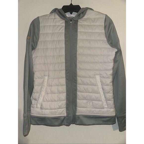 Footjoy Hybrid Jacket women’s  XS Gray white Full Zip Puffer Golf Outdoor Quilte - Picture 1 of 9